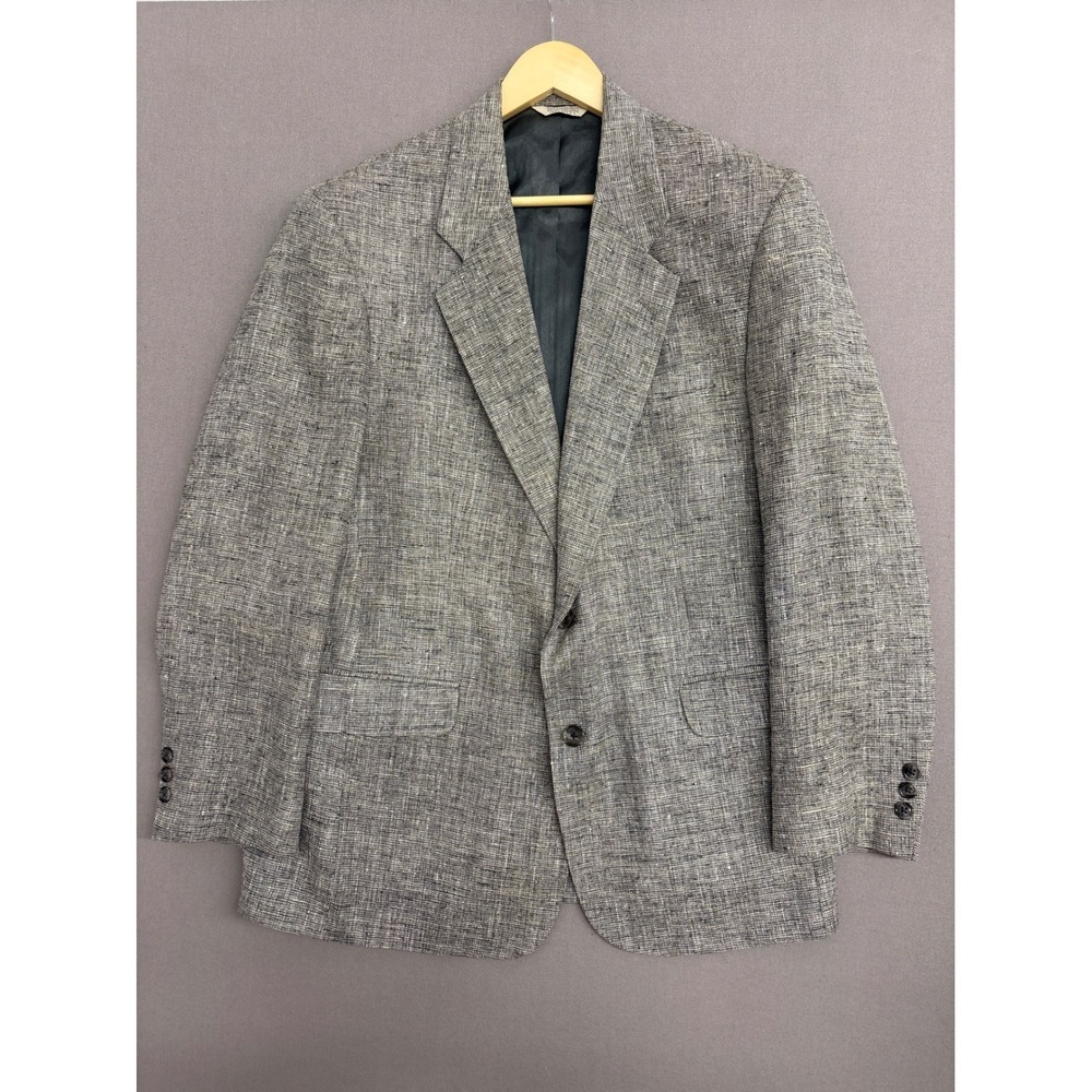 TravelSmith Mens Blazer Sport Coat Gray Black Textured 2 Button Lined 40 R 2757
